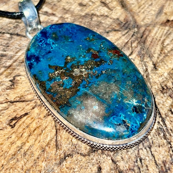Chunky Chessylite Azurite Pendant 2 1/4” - Picture 9 of 10